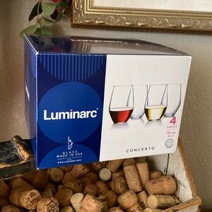 NWT Luminarc stemless, wine glasses